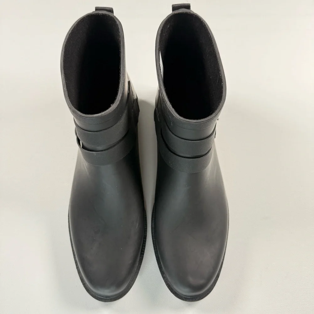 Chooka Midtown Black Strappy Ankle Waterproof Rain Boots Women's‎ Size 11